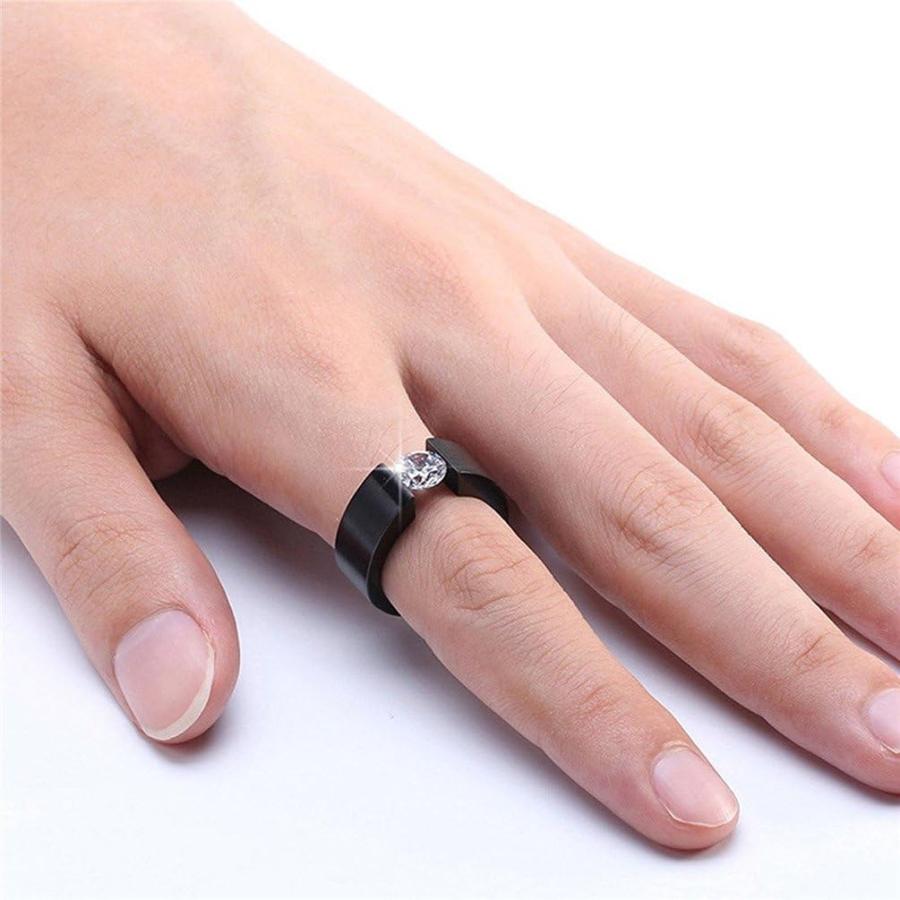 【並行輸入品】INRENG 8MM ステンレス リング 男女のためのシンプルなクラシックキュービックジルコニアウェディングバンド ブラック 日本サイズ_1