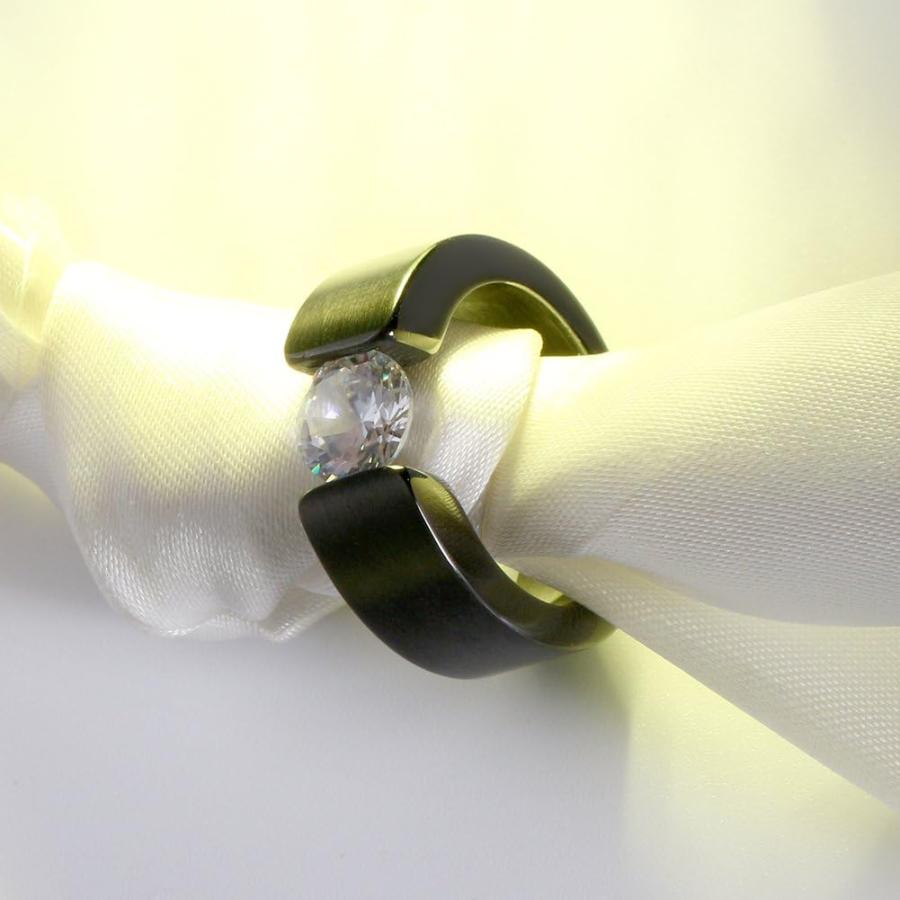 【並行輸入品】INRENG 8MM ステンレス リング 男女のためのシンプルなクラシックキュービックジルコニアウェディングバンド ブラック 日本サイズ_2