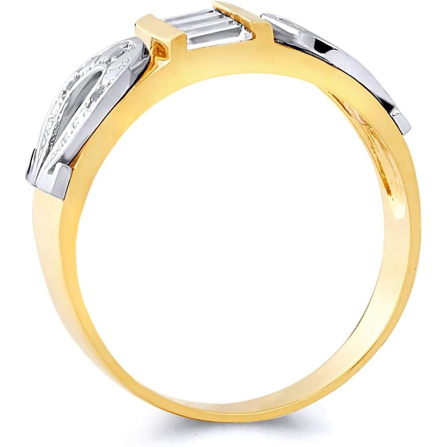 【並行輸入品】Wellingsaleメンズソリッド14 K 2つ2トーンホワイトとイエローゴールドポリッシュCZキュービックジルコニアinch Lucの画像