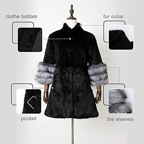 【並行輸入品】Furstory OUTERWEAR レディース カラー: ブラック Fur Story Women's Genuine Rabbの画像