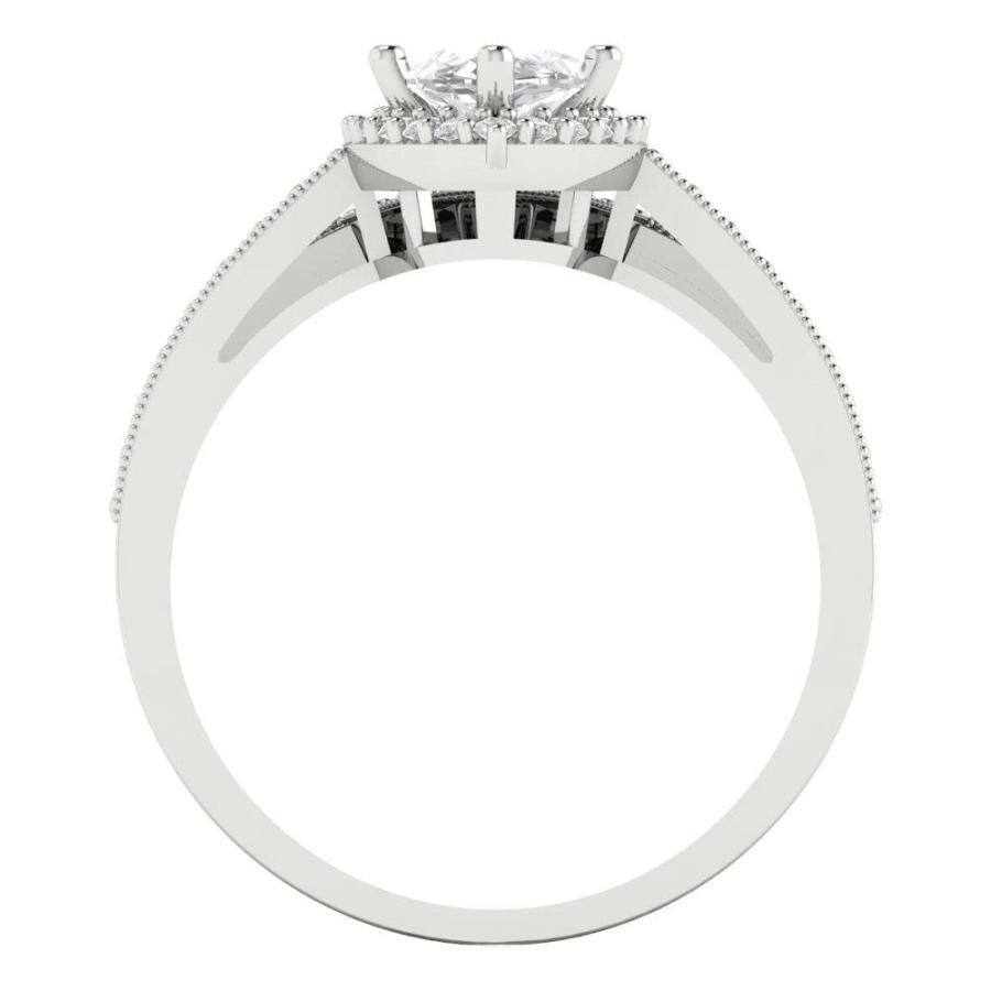 【並行輸入品】2.36?CTマーキスカットパヴェヘイロー婚約ウェディングブライダル記念リングバンドセット14?Kホワイトゴールド、Clara P_9