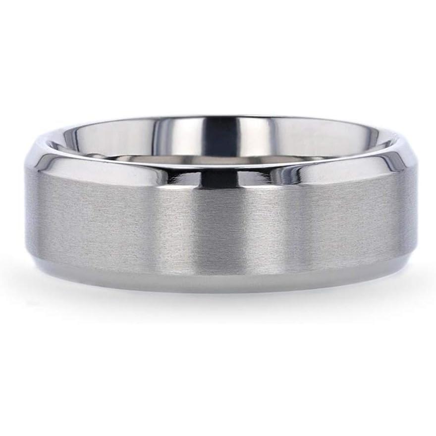 【並行輸入品】Thorsten Shireフラットスタイルマットブラシ仕上げセンターチタンウェディングリングポリッシュベベルエッジ快適フィット軽量_2