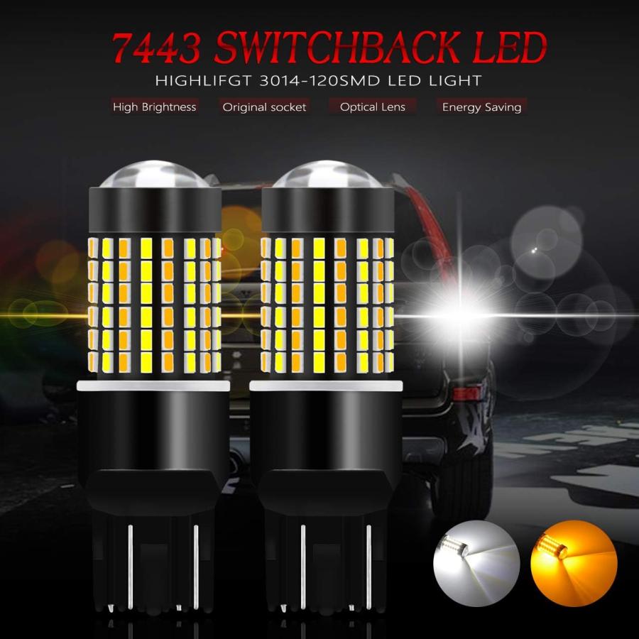 【並行輸入品】TUINCYN 7443 7444NA LEDホワイト/アンバーCanbusエラーフリースイッチバックターンシグナルライトバルブ7440の画像