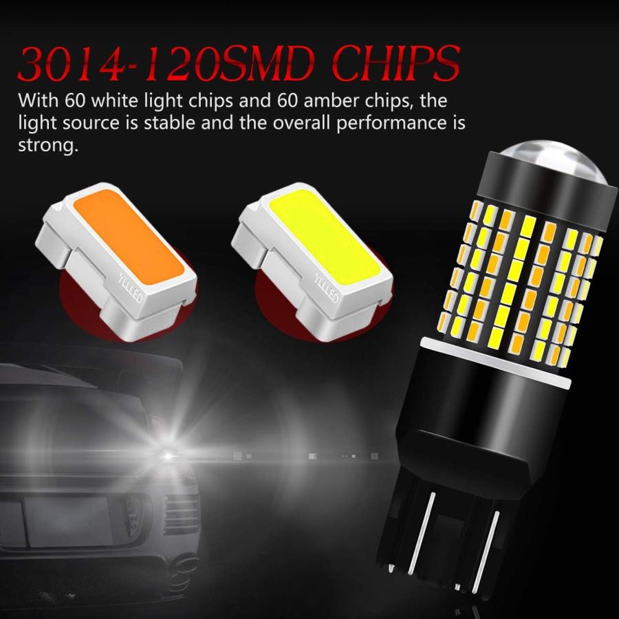 【並行輸入品】TUINCYN 7443 7444NA LEDホワイト/アンバーCanbusエラーフリースイッチバックターンシグナルライトバルブ7440の画像