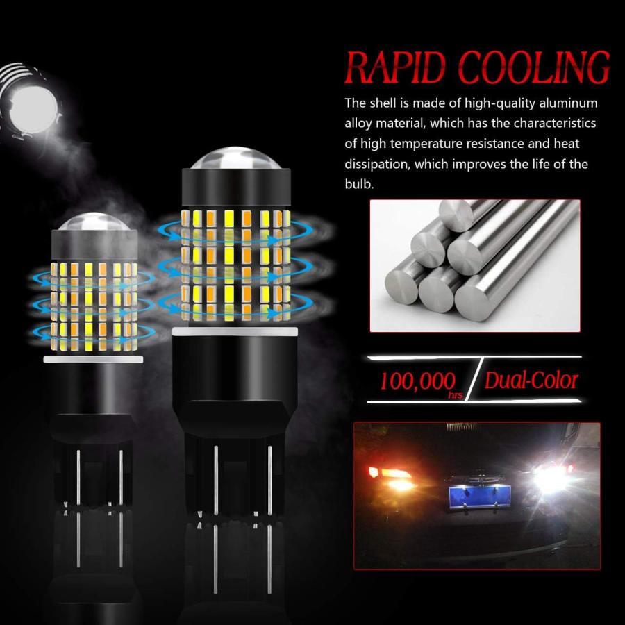 【並行輸入品】TUINCYN 7443 7444NA LEDホワイト/アンバーCanbusエラーフリースイッチバックターンシグナルライトバルブ7440の画像