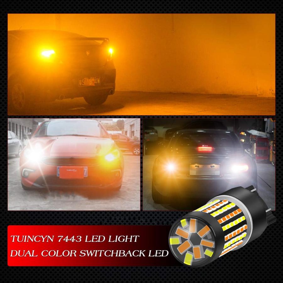 【並行輸入品】TUINCYN 7443 7444NA LEDホワイト/アンバーCanbusエラーフリースイッチバックターンシグナルライトバルブ7440の画像