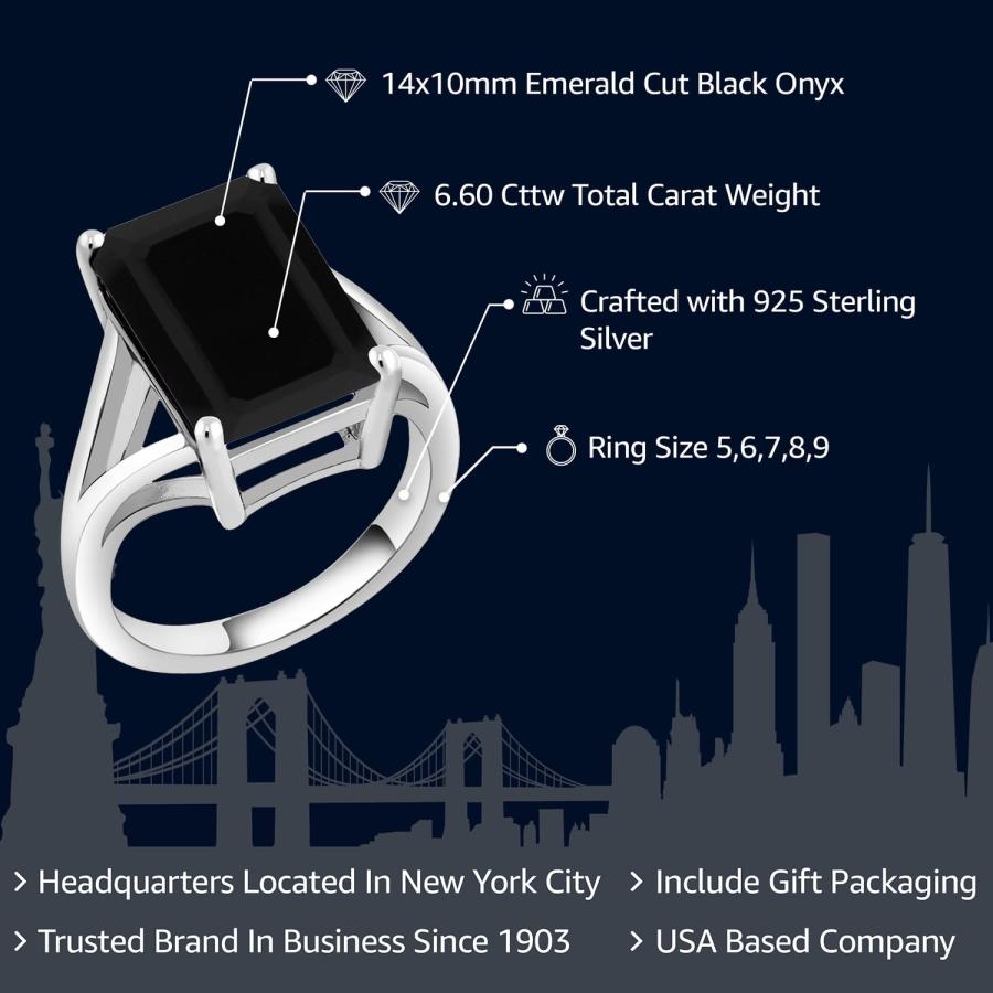 【並行輸入品】[Gem Stone King] 6.6カラット 天然 オニキス 指輪 リング レディース シルバー925 8月 誕生石 Gemの画像