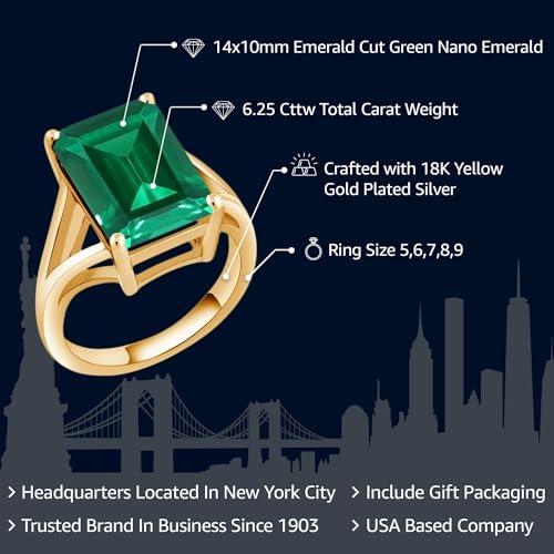 【並行輸入品】[Gem Stone King] 6.5カラット ナノエメラルド 指輪 リング レディース シルバー925 イエローゴールド 加工の画像