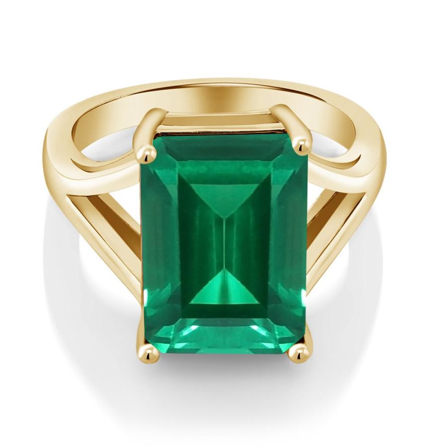 【並行輸入品】[Gem Stone King] 6.5カラット ナノエメラルド 指輪 リング レディース シルバー925 イエローゴールド 加工の画像