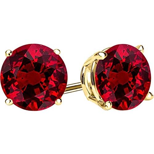 【並行輸入品】1?/ 2? ?10カラット合計重量Rubyスタッドイヤリング4プロングプッシュバック 1/2 0.5 Carat Total Wの画像