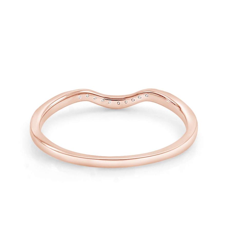 【並行輸入品】ラウンドカットキュービックジルコニアCurvedホワイトウェディングバンドリング14?K Gold overスターリングシルバー_9