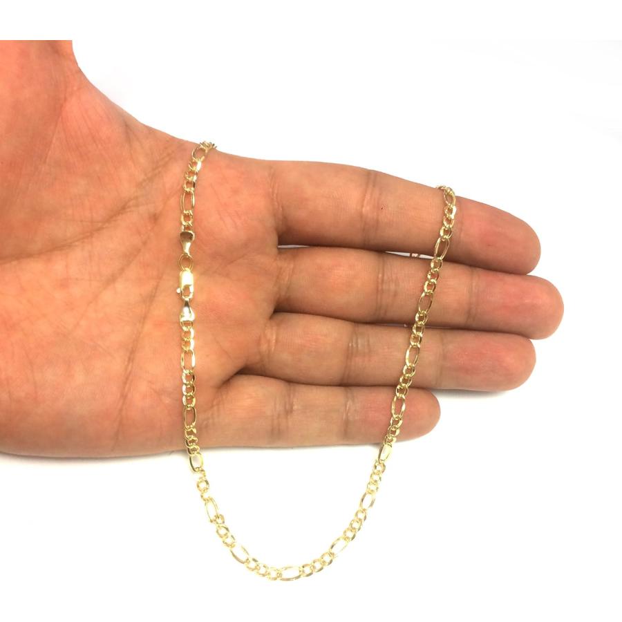 【並行輸入品】14K イエローゴールド フィガロチェーンネックレス 幅3.2mmの画像