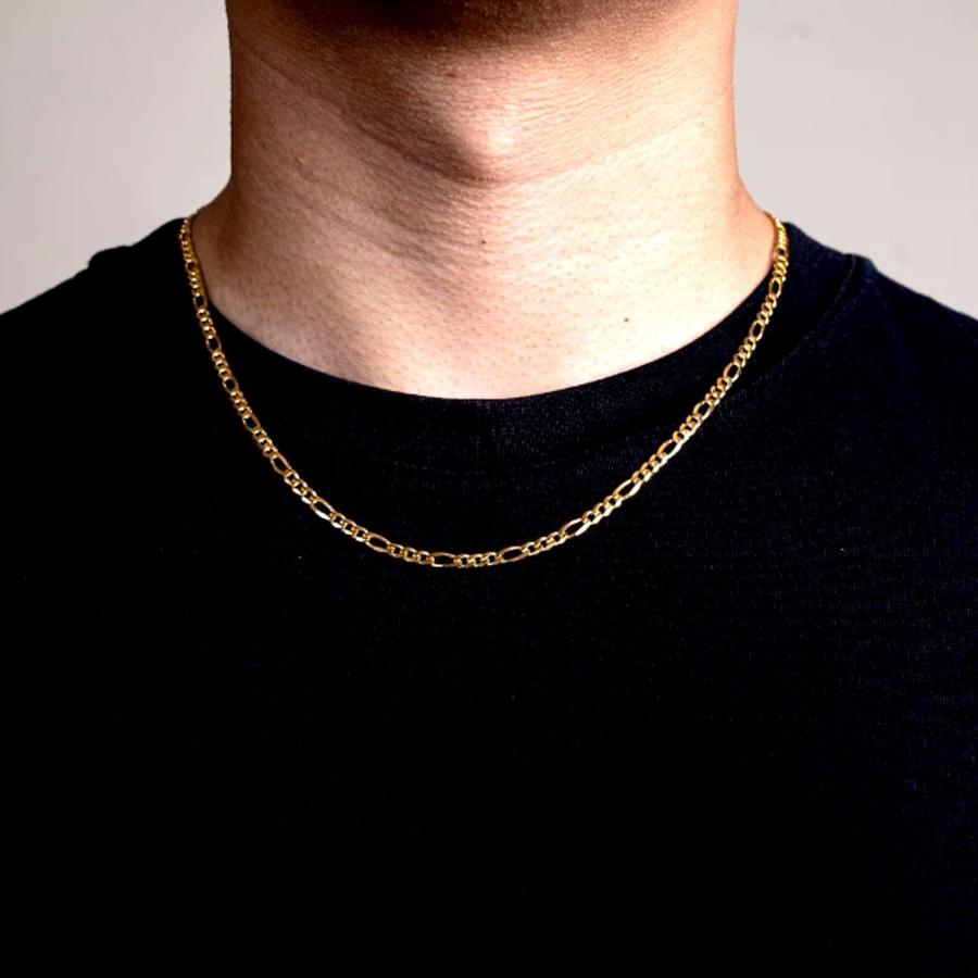【並行輸入品】14K イエローゴールド フィガロチェーンネックレス 幅3.2mmの画像
