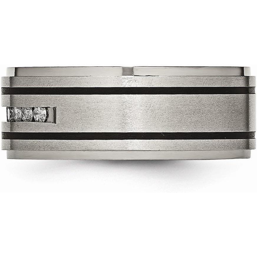 【並行輸入品】Sonia Jewels チタン研磨/つや消しエナメル加工 1/4ct tw.ダイヤモンド 9mm 結婚指輪  ダイヤモンド。  ダイヤの画像