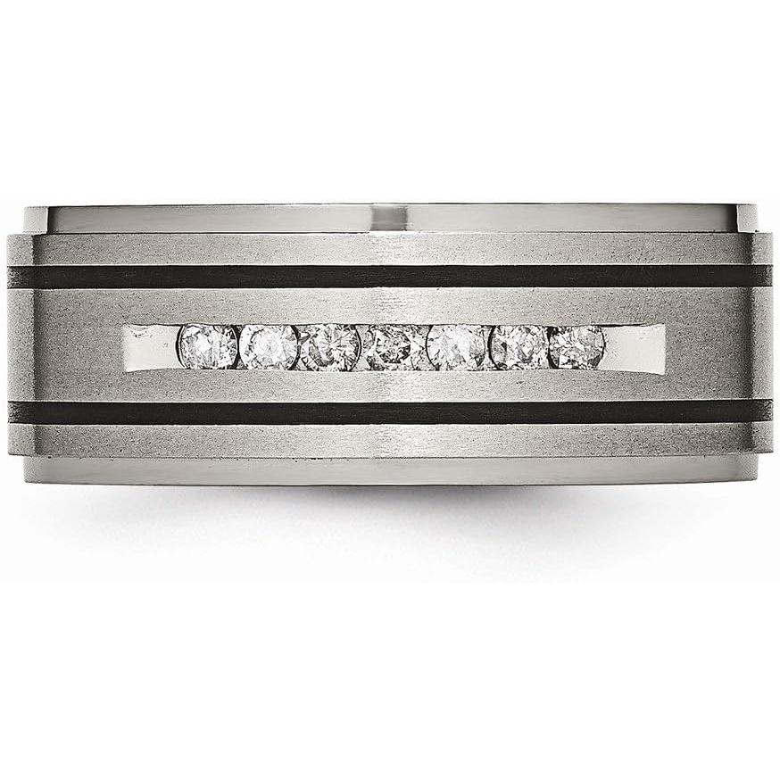 【並行輸入品】Sonia Jewels チタン研磨/つや消しエナメル加工 1/4ct tw.ダイヤモンド 9mm 結婚指輪  ダイヤモンド。  ダイヤの画像