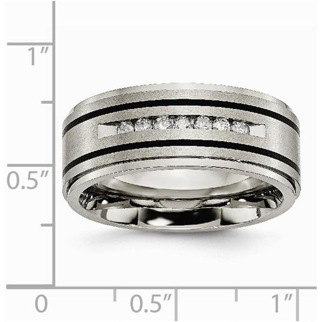 【並行輸入品】Sonia Jewels チタン研磨/つや消しエナメル加工 1/4ct tw.ダイヤモンド 9mm 結婚指輪  ダイヤモンド。  ダイヤの画像