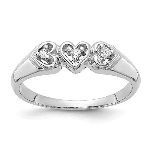 【並行輸入品】Size 5.5   Solid 14k White Gold AA Diamond heart ring (6mm) (.04の画像