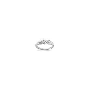 【並行輸入品】Size 5.5   Solid 14k White Gold AA Diamond heart ring (6mm) (.04の画像