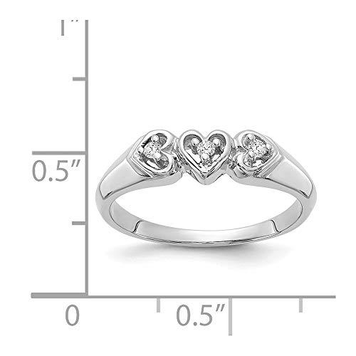 【並行輸入品】Size 5.5   Solid 14k White Gold AA Diamond heart ring (6mm) (.04の画像