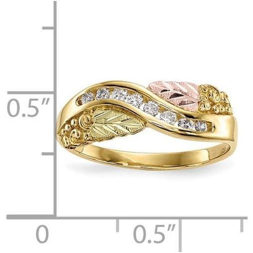 【並行輸入品】ソリッド10K3色ブラックヒルズゴールドダイヤモンドリング (1/6ct.)の画像