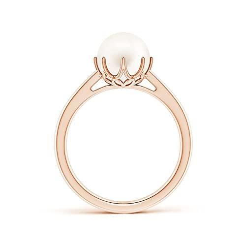 【並行輸入品】6月の誕生石   淡水パールソリティアクラウンリング(8mm淡水養殖真珠)。 Angara Freshwater Culturedの画像
