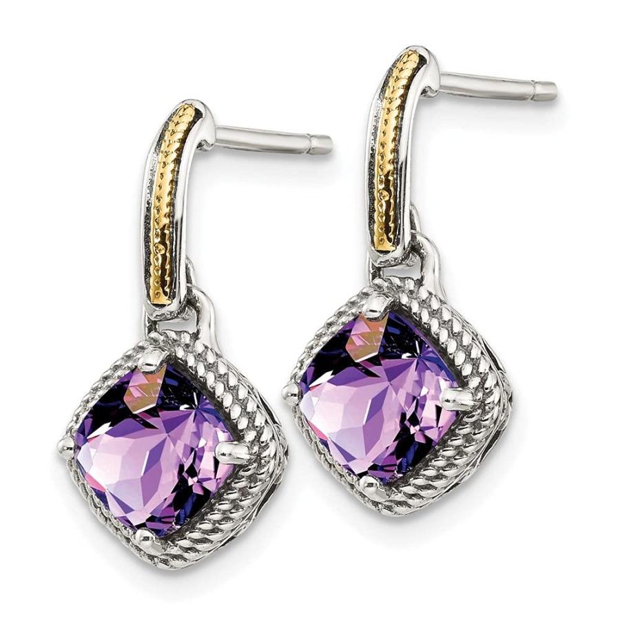 【並行輸入品】Diamond2Deal 925 Sterling Silver and 14k gold Gemstone Dangle Eaの画像