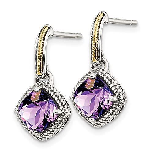【並行輸入品】Diamond2Deal 925 Sterling Silver and 14k gold Gemstone Dangle Eaの画像