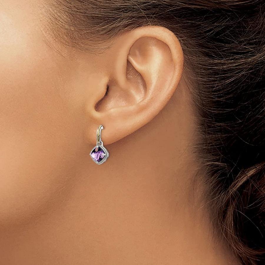 【並行輸入品】Diamond2Deal 925 Sterling Silver and 14k gold Gemstone Dangle Eaの画像