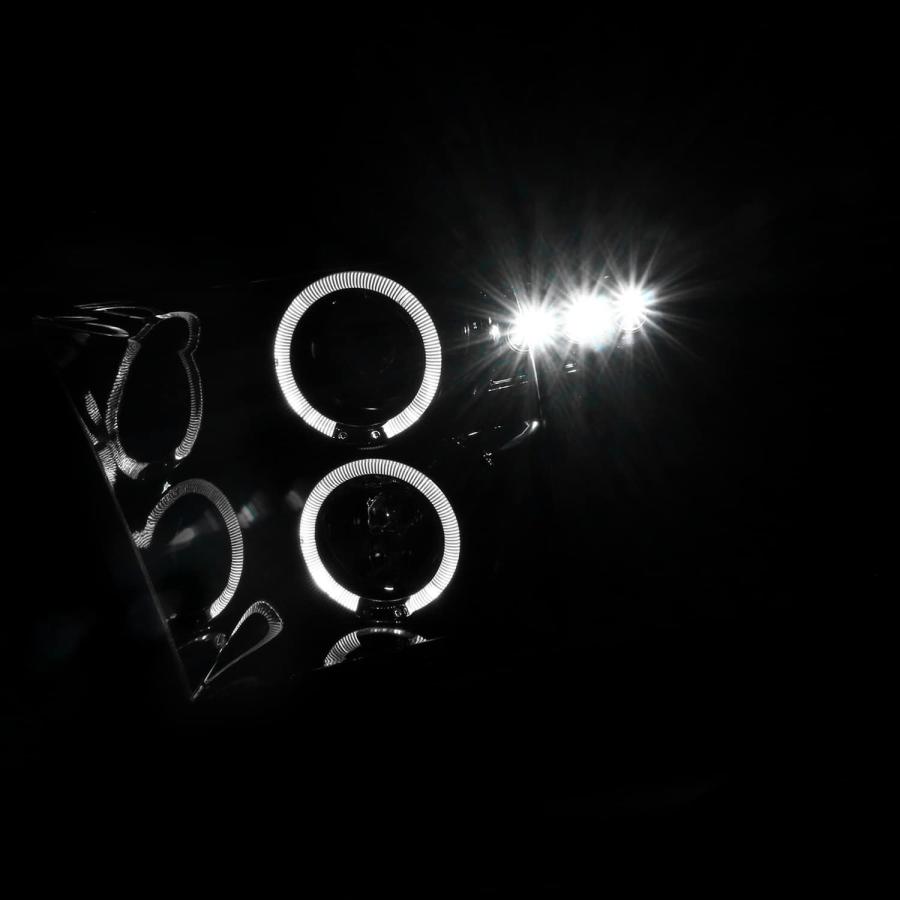 【並行輸入品】SPEC-D チューニング ジェットブラック LED デュアルヘイロー プロジェクターヘッドライト 2009-2018 ダッジ・ラム 1_4