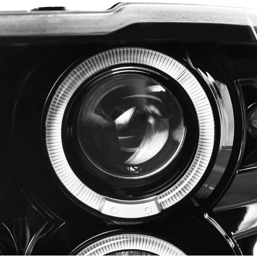 【並行輸入品】SPEC-D チューニング ジェットブラック LED デュアルヘイロー プロジェクターヘッドライト 2009-2018 ダッジ・ラム 1_5
