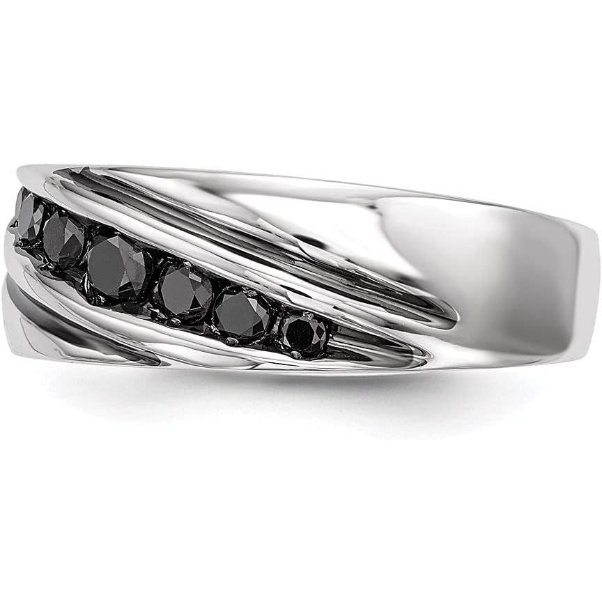 【並行輸入品】Diamond2Deal メンズ 925スターリングシルバー ブラックダイヤモンド 結婚指輪 レディース  シルバー、金属。  ダイヤモの画像