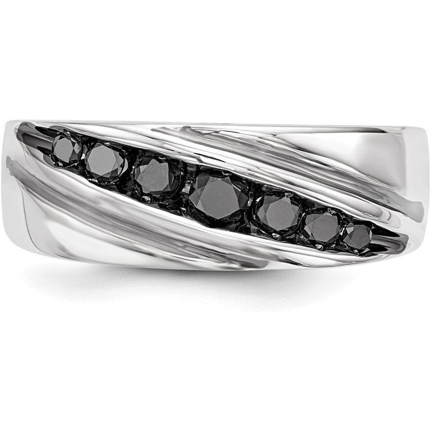 【並行輸入品】Diamond2Deal メンズ 925スターリングシルバー ブラックダイヤモンド 結婚指輪 レディース  シルバー、金属。  ダイヤモの画像