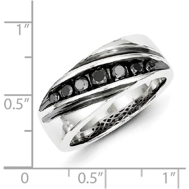 【並行輸入品】Diamond2Deal メンズ 925スターリングシルバー ブラックダイヤモンド 結婚指輪 レディース  シルバー、金属。  ダイヤモの画像