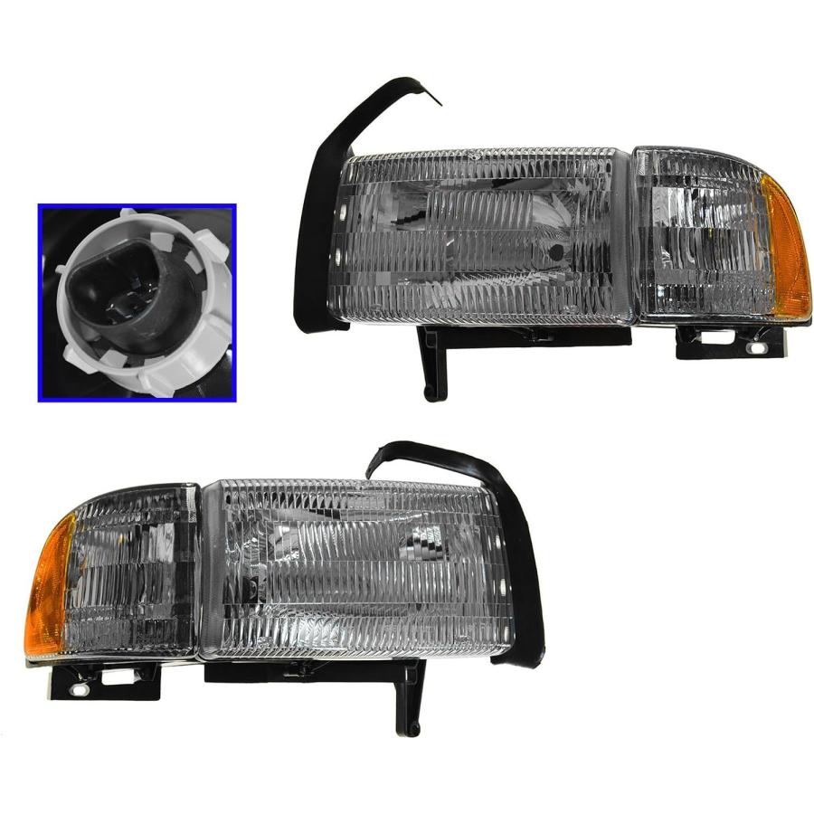 【並行輸入品】1A Auto Headlights Headlamps w/Side Marker Light Pair Set for 94-01の画像