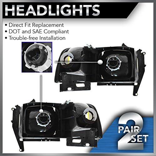 【並行輸入品】1A Auto Headlights Headlamps w/Side Marker Light Pair Set for 94-01の画像