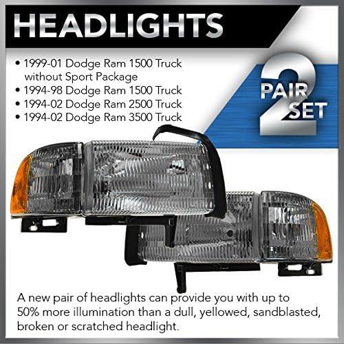 【並行輸入品】1A Auto Headlights Headlamps w/Side Marker Light Pair Set for 94-01の画像