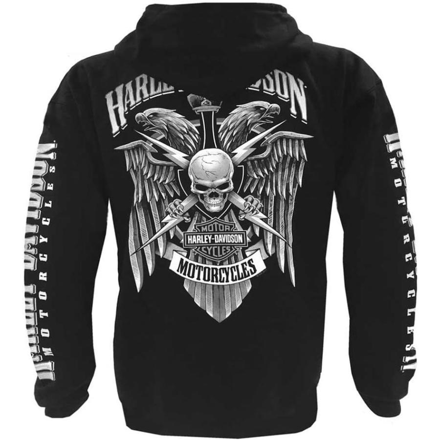 【並行輸入品】Harley-Davidson メンズ ライトニングクレストフルジップフード付きスウェットシャツ ブラック US サイズ: X-Larg_1