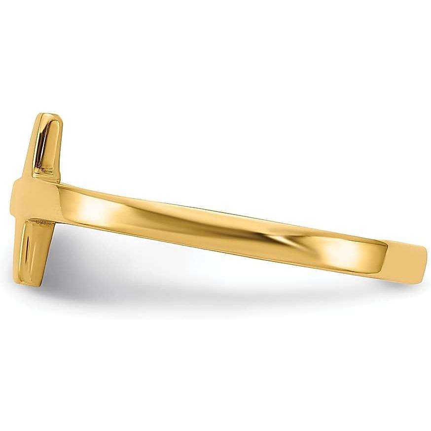 【並行輸入品】ICE CARATS 14K イエローゴールド 横向き クロスリング 宗教的 ファインジュエリー 女性へのギフトに  14Kイエローゴーの画像