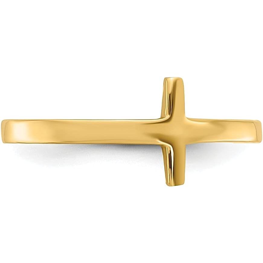 【並行輸入品】ICE CARATS 14K イエローゴールド 横向き クロスリング 宗教的 ファインジュエリー 女性へのギフトに  14Kイエローゴーの画像