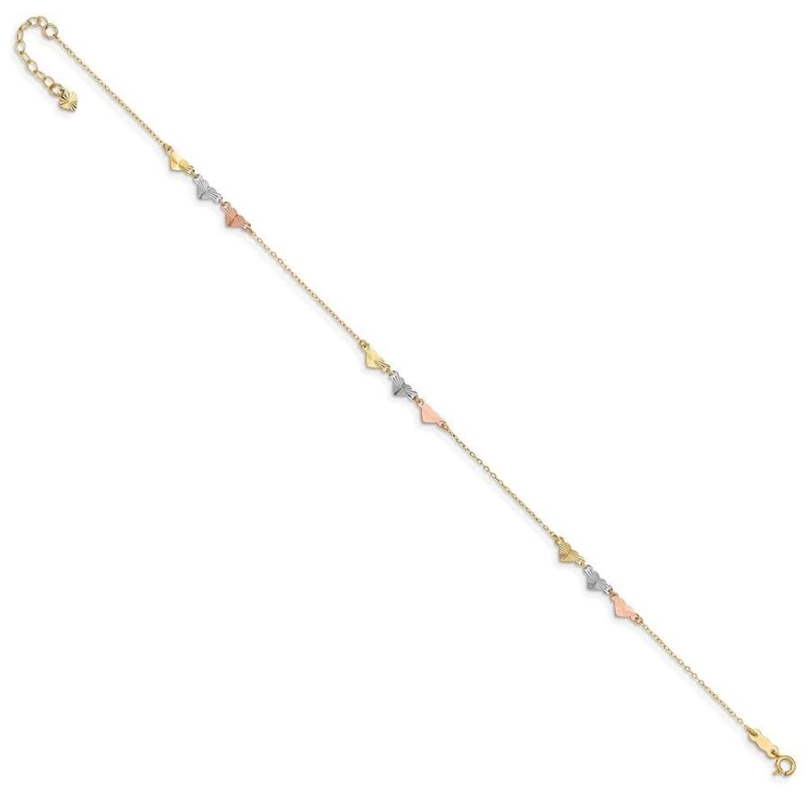 【並行輸入品】14?K 3色ゴールド調節可能ハートアンクレット9インチ Diamond2Deal 14k Tri Color Gold Adjuの画像