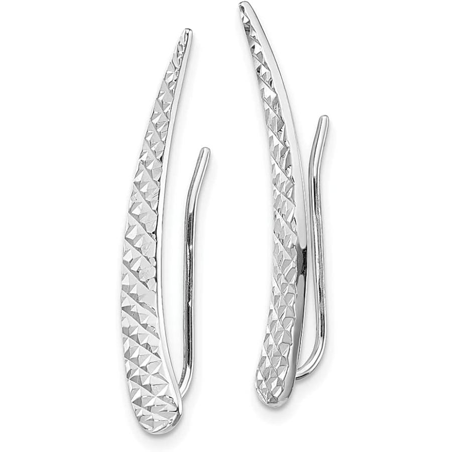 【並行輸入品】14K ホワイトゴールド テクスチャー イヤークライマー イヤリング ファインジュエリー 女性へのギフト  ホワイトゴールドの画像