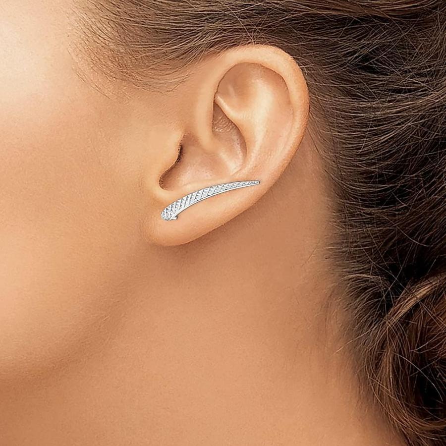 【並行輸入品】14K ホワイトゴールド テクスチャー イヤークライマー イヤリング ファインジュエリー 女性へのギフト  ホワイトゴールドの画像
