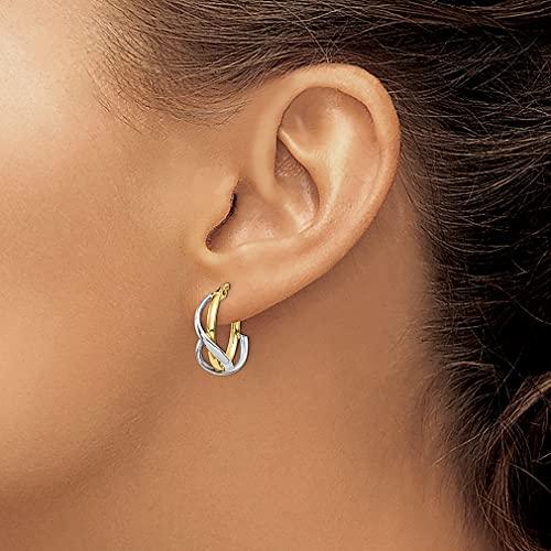 【並行輸入品】14K ツートーン ゴールド ツイスト フープ イヤリング ラウンド ファインジュエリー 女性へのギフトに, クリスタル イエローの画像