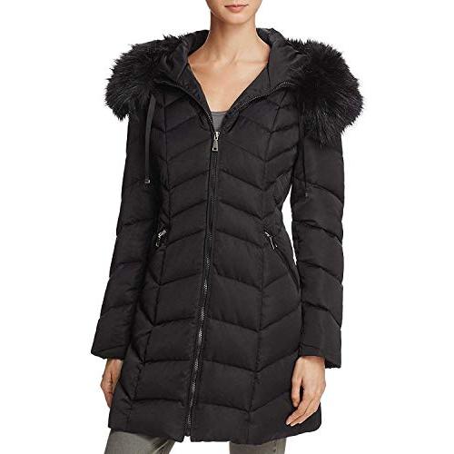 【並行輸入品】T Tahari Women's Gwen Faux Fur Trim Hooded Coat Short Jacket Blaの画像