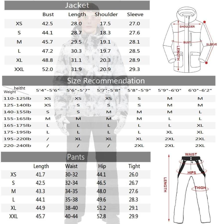 【並行輸入品】メンズ レディース スキージャケット 高防風 防水技術 スノージャケットとパンツ US サイズ: Large カラー: ブラックの画像