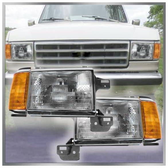 【並行輸入品】ヘッドライトヘッドランプ クロームトリム付き ペアセット 87-91 Bronco Fシリーズ トラック用　_7