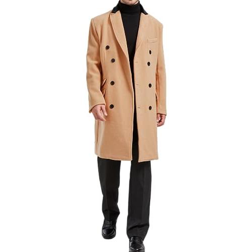 【並行輸入品】Mens Double Breasted Camel Cashmere & Wool Overcoat Winter Crombの画像