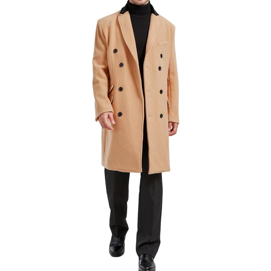 【並行輸入品】Mens Double Breasted Camel Cashmere & Wool Overcoat Winter Crombの画像