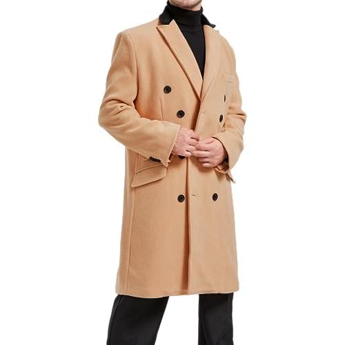 【並行輸入品】Mens Double Breasted Camel Cashmere & Wool Overcoat Winter Crombの画像