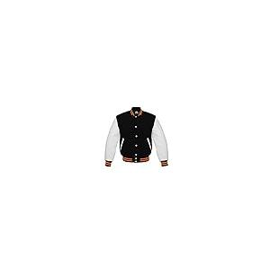 【並行輸入品】AHINT Letterman Jacket Varsity Jacket Baseball Jacket White Leatの画像